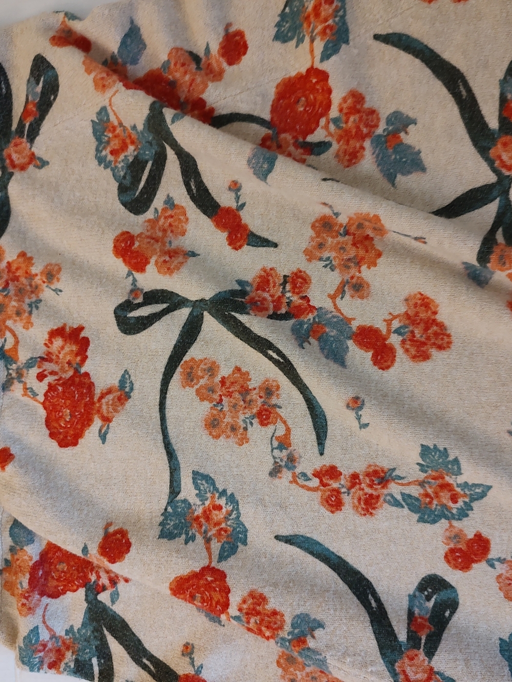 LC Lauren Conrad Cream Midi Skirt with Orange & Green Floral Print - Picture 4 of 5